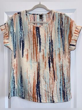 Ranlege Stripe-Print Short Sleeve Top